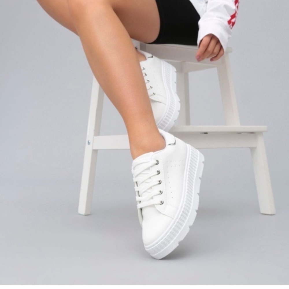 KOI FOOTWEAR WHITE PLATFORM SNEAKERS